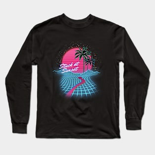 Stuck at sunset neon retrofuturism summer design Long Sleeve T-Shirt